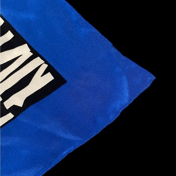 Yves Saint Laurent YSL Blue White, Red, and Black Silk Scarf​​ - Picture 4 of 5